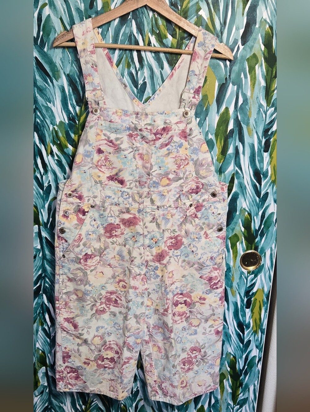Vintage 90s Squeeze Floral Pattern Overall Shorts